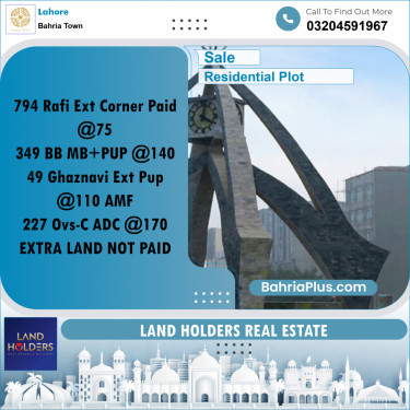 Residential Plot for Sale in Bahria Town, Lahore - (BP-275814)
