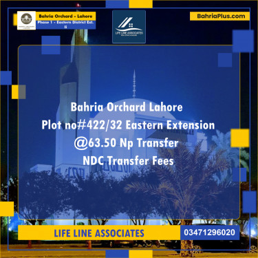 8 Marla Residential Plot for Sale in Phase 1 - Eastern District Ext. II -  Bahria Orchard, Lahore - (BP-275839)