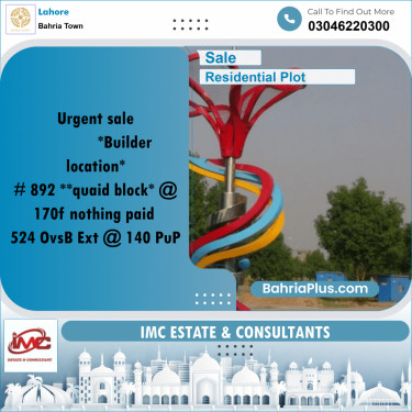 Residential Plot for Sale in Bahria Town, Lahore - (BP-275848)