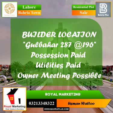 Residential Plot for Sale in Bahria Town, Lahore - (BP-275872)