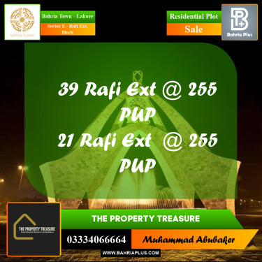 1 Kanal Residential Plot for Sale in Sector E - Rafi Ext. Block -  Bahria Town, Lahore - (BP-275875)