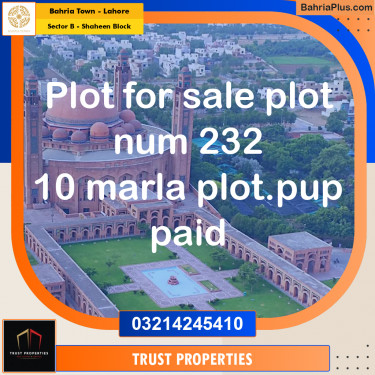 10 Marla Residential Plot for Sale in Sector B - Shaheen Block -  Bahria Town, Lahore - (BP-275960)
