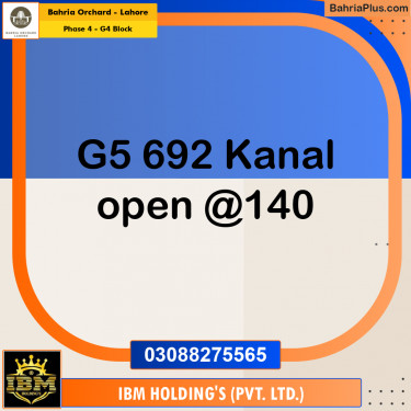 1 Kanal Residential Plot for Sale in Phase 4 - G4 Block -  Bahria Orchard, Lahore - (BP-276030)