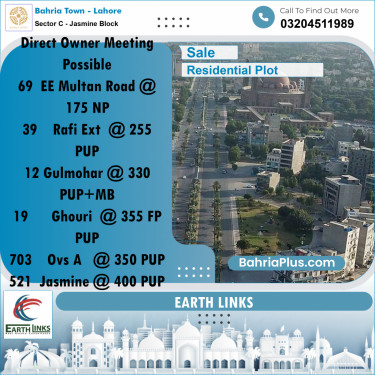 1 Kanal Residential Plot for Sale in Sector C - Jasmine Block -  Bahria Town, Lahore - (BP-276065)