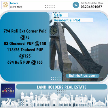 Residential Plot for Sale in Bahria Town, Lahore - (BP-276128)