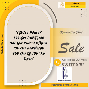 Residential Plot for Sale in Bahria Town, Lahore - (BP-276149)