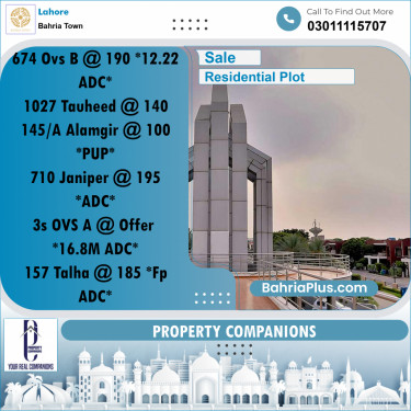 Residential Plot for Sale in Bahria Town, Lahore - (BP-276150)