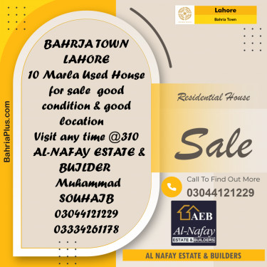 10 Marla Residential House for Sale in Bahria Town, Lahore - (BP-276213)