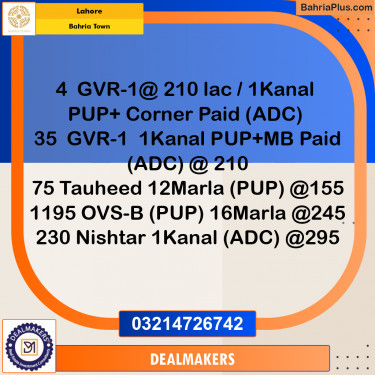 Residential Plot for Sale in Bahria Town, Lahore - (BP-276219)