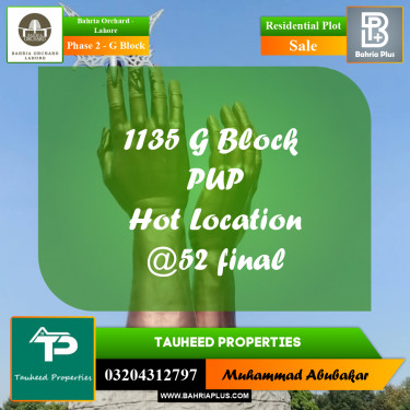 5 Marla Residential Plot for Sale in Phase 2 - G Block -  Bahria Orchard, Lahore - (BP-276235)