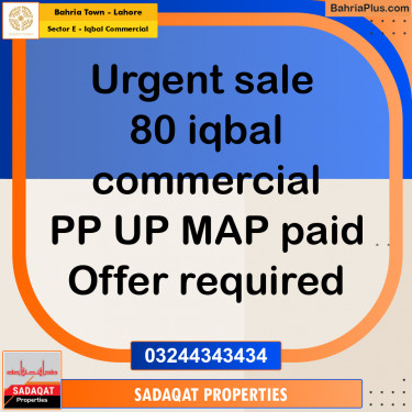 5 Marla Commercial Plot for Sale in Sector E - Iqbal Commercial -  Bahria Town, Lahore - (BP-276255)