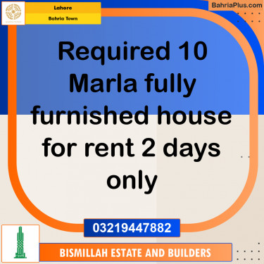 Residential House for Rent in Bahria Town, Lahore - (BP-276284)