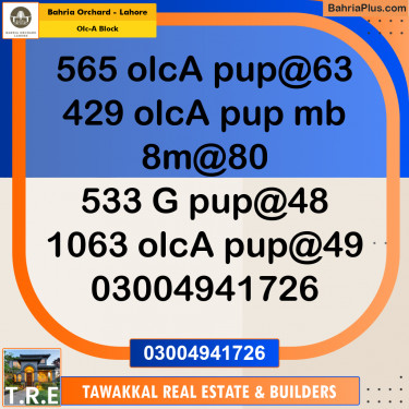 5 Marla Residential Plot for Sale in OLC-A Block -  Bahria Orchard, Lahore - (BP-276298)