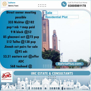 Residential Plot for Sale in Bahria Town, Lahore - (BP-276318)