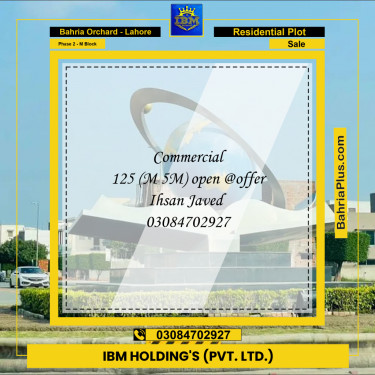 5 Marla Residential Plot for Sale in Phase 2 - M Block -  Bahria Orchard, Lahore - (BP-276326)