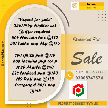 Residential Plot for Sale in Bahria Town, Lahore - (BP-276343)