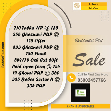 Residential Plot for Sale in Bahria Town, Lahore - (BP-276393)