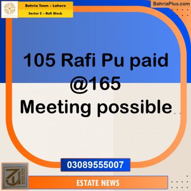 Residential Plot for Sale in Sector E - Rafi Block -  Bahria Town, Lahore - (BP-276414)