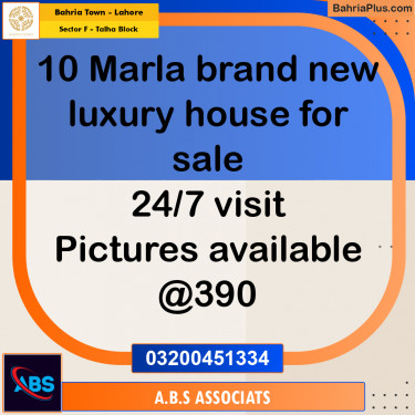 10 Marla Residential House for Sale in Sector F - Talha Block -  Bahria Town, Lahore - (BP-276421)