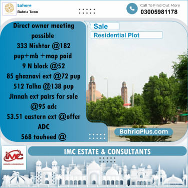Residential Plot for Sale in Bahria Town, Lahore - (BP-276446)