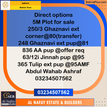 Residential Plot for Sale in Bahria Town, Lahore - (BP-276510)