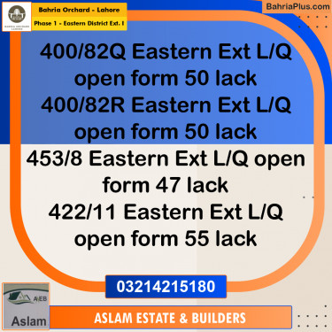 5 Marla Residential Plot for Sale in Phase 1 - Eastern District Ext. I -  Bahria Orchard, Lahore - (BP-276516)