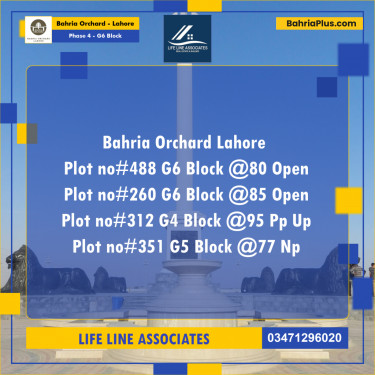 10 Marla Residential Plot for Sale in Phase 4 - G6 Block -  Bahria Orchard, Lahore - (BP-276532)