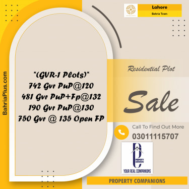 Residential Plot for Sale in Bahria Town, Lahore - (BP-276537)