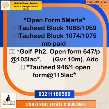 10 Marla Residential Plot for Sale in Sector C - Nargis/Hussain Block -  Bahria Town, Lahore - (BP-276591)