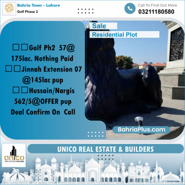 1 Kanal Residential Plot for Sale in Golf Phase 2 -  Bahria Town, Lahore - (BP-276595)