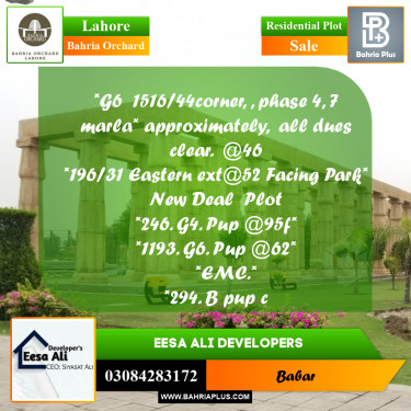 Residential Plot for Sale in Bahria Orchard, Lahore - (BP-276599)