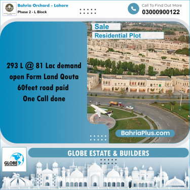 8 Marla Residential Plot for Sale in Phase 2 - L Block -  Bahria Orchard, Lahore - (BP-276752)