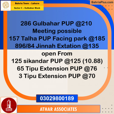 10 Marla Residential Plot for Sale in Sector C - Gulbahar Block -  Bahria Town, Lahore - (BP-276775)
