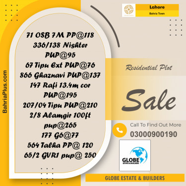 Residential Plot for Sale in Bahria Town, Lahore - (BP-276779)