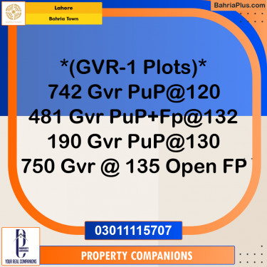 Residential Plot for Sale in Bahria Town, Lahore - (BP-276810)