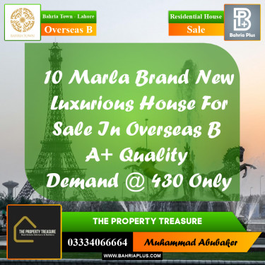 10 Marla Residential House for Sale in Overseas B -  Bahria Town, Lahore - (BP-276818)