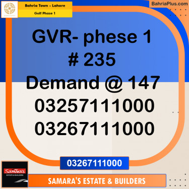 11 Marla Residential Plot for Sale in Golf Phase 1 -  Bahria Town, Lahore - (BP-276821)