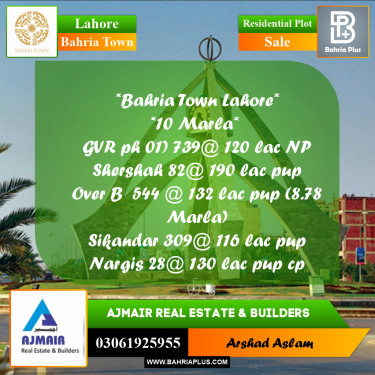 Residential Plot for Sale in Bahria Town, Lahore - (BP-276860)
