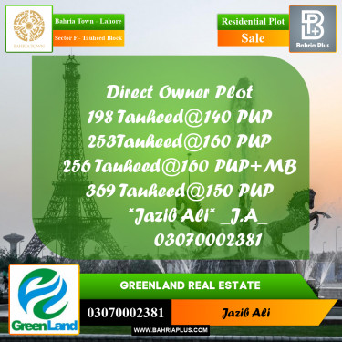 10 Marla Residential Plot for Sale in Sector F - Tauheed Block -  Bahria Town, Lahore - (BP-276891)