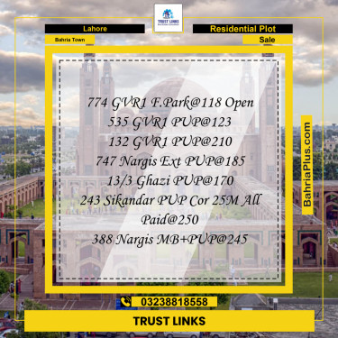 Residential Plot for Sale in Bahria Town, Lahore - (BP-276995)