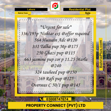 Residential Plot for Sale in Bahria Town, Lahore - (BP-277059)