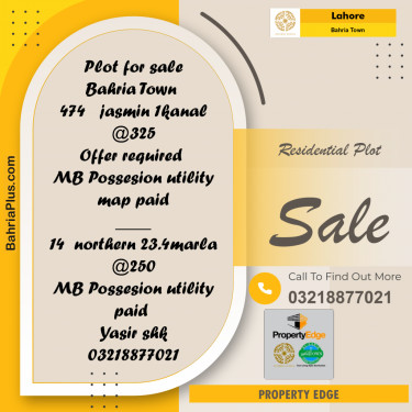 Residential Plot for Sale in Bahria Town, Lahore - (BP-277195)