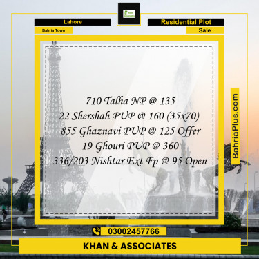 Residential Plot for Sale in Bahria Town, Lahore - (BP-277351)