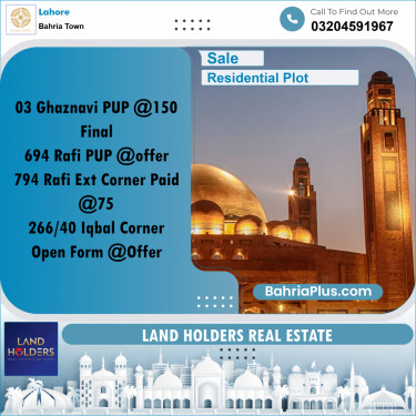 Residential Plot for Sale in Bahria Town, Lahore - (BP-277360)