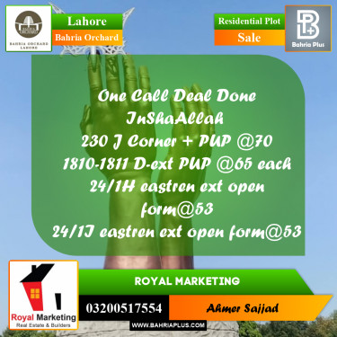 Residential Plot for Sale in Bahria Orchard, Lahore - (BP-277476)
