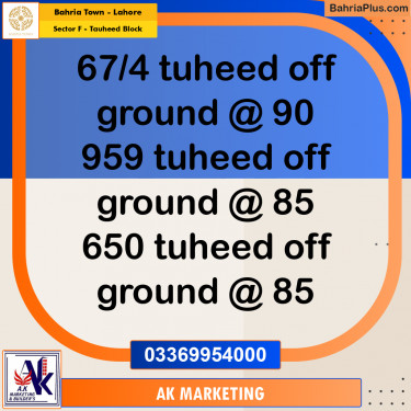 10 Marla Residential Plot for Sale in Sector F - Tauheed Block -  Bahria Town, Lahore - (BP-277486)