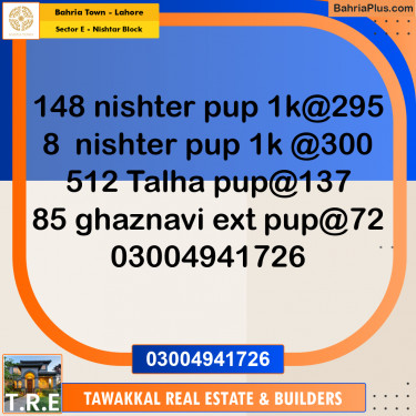 1 Kanal Residential Plot for Sale in Sector E - Nishtar Block -  Bahria Town, Lahore - (BP-277538)