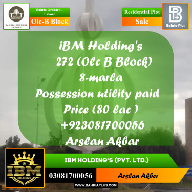 8 Marla Residential Plot for Sale in OLC-B Block -  Bahria Orchard, Lahore - (BP-277548)