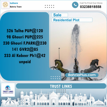 Residential Plot for Sale in Bahria Town, Lahore - (BP-277581)