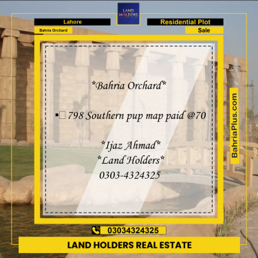 Residential Plot for Sale in Bahria Orchard, Lahore - (BP-277613)